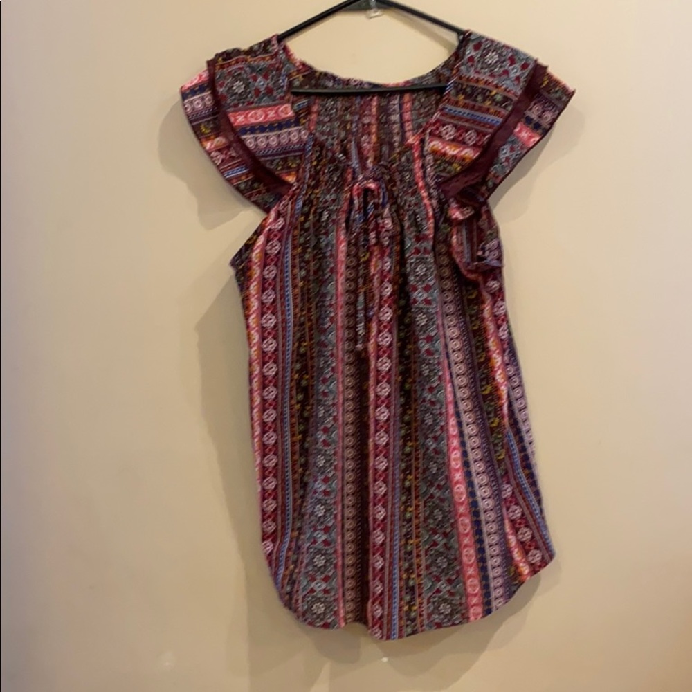 Loose cap sleeve shirt with ties